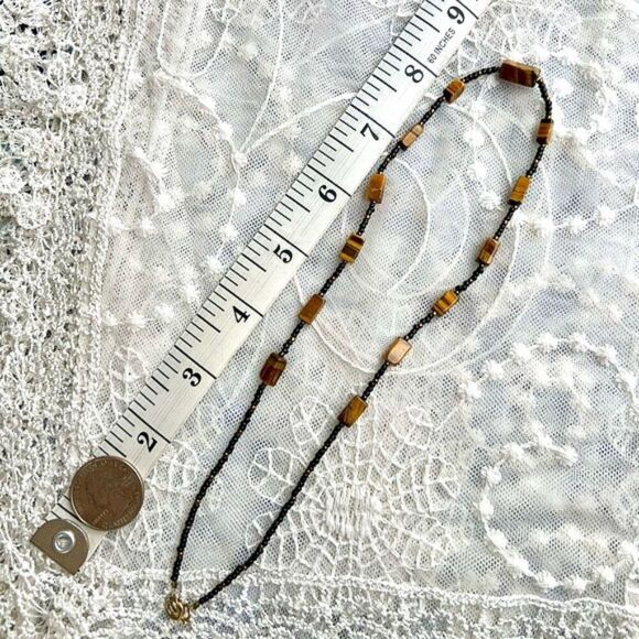Vintage Tiger Eye Stone & Seed Bead Necklace - Picture 6 of 8